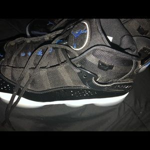 Blue and black Jordan shoes